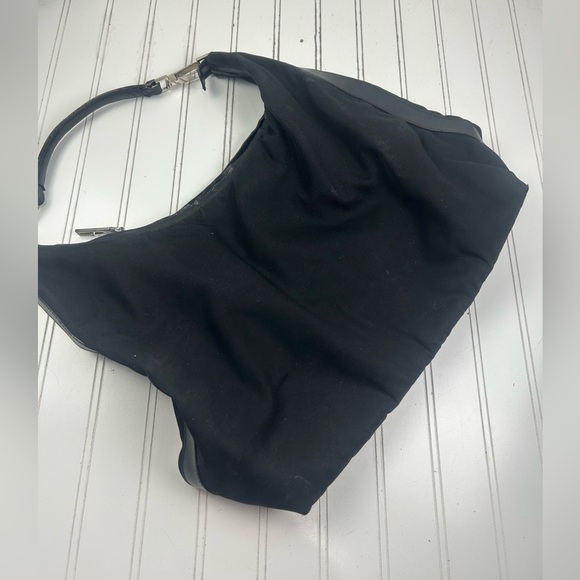 Gucci Nylon Small Shoulder Bag Black Zip Hobo Purse - Picture 7 of 13